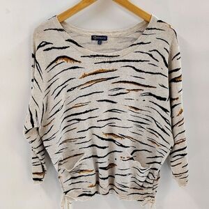 Democracy Sweater Batwing Style Size small Oversized Zebra Front Pockets